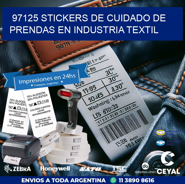 97125 STICKERS DE CUIDADO DE PRENDAS EN INDUSTRIA TEXTIL