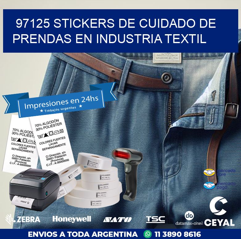 97125 STICKERS DE CUIDADO DE PRENDAS EN INDUSTRIA TEXTIL