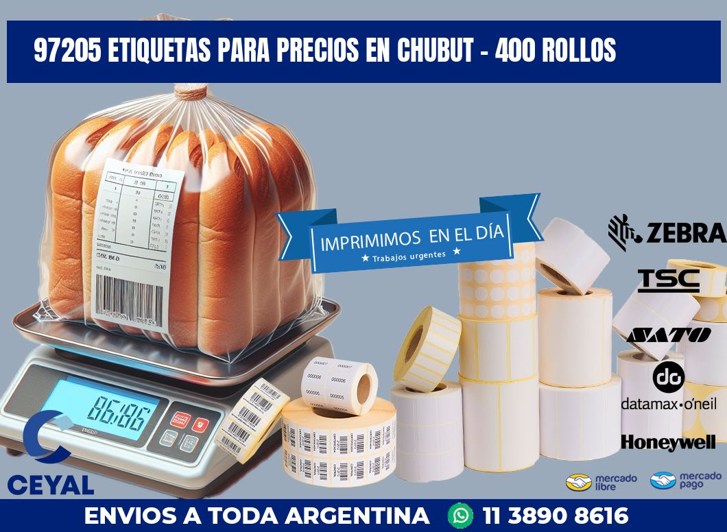 97205 ETIQUETAS PARA PRECIOS EN CHUBUT - 400 ROLLOS