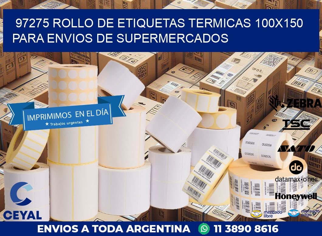 97275 ROLLO DE ETIQUETAS TERMICAS 100X150 PARA ENVIOS DE SUPERMERCADOS