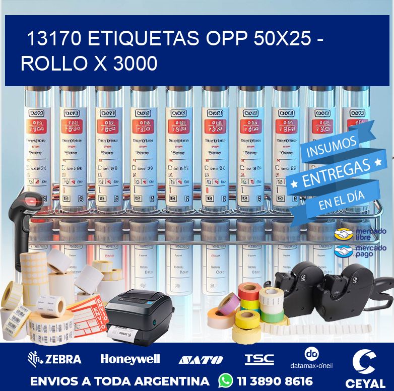 13170 ETIQUETAS OPP 50X25 - ROLLO X 3000