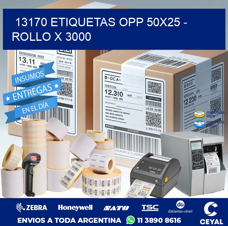 13170 ETIQUETAS OPP 50X25 - ROLLO X 3000