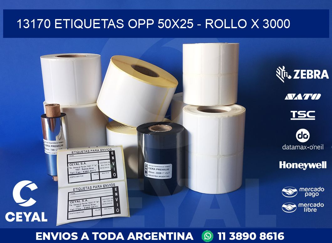 13170 ETIQUETAS OPP 50X25 – ROLLO X 3000