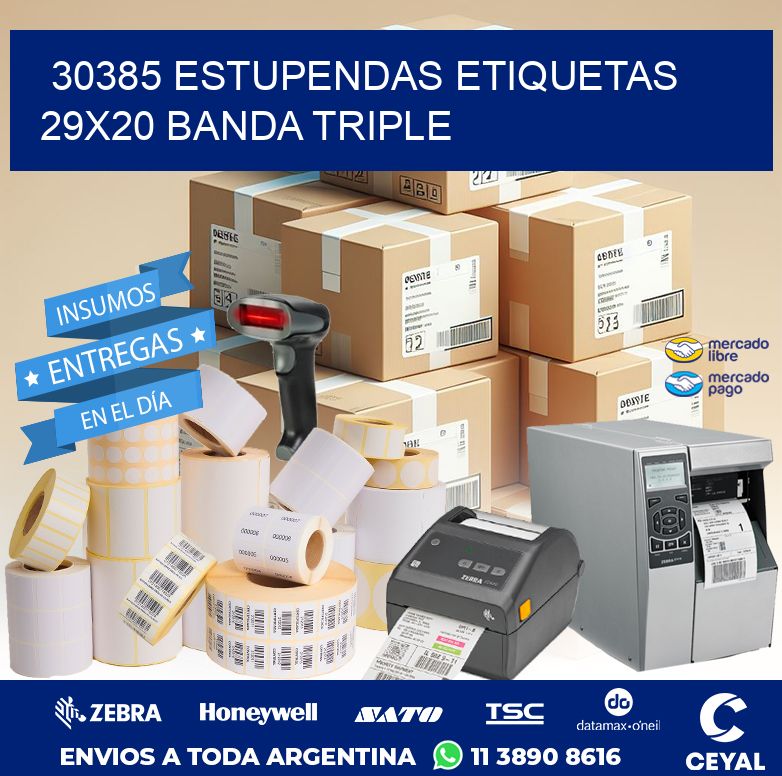 30385 ESTUPENDAS ETIQUETAS 29X20 BANDA TRIPLE