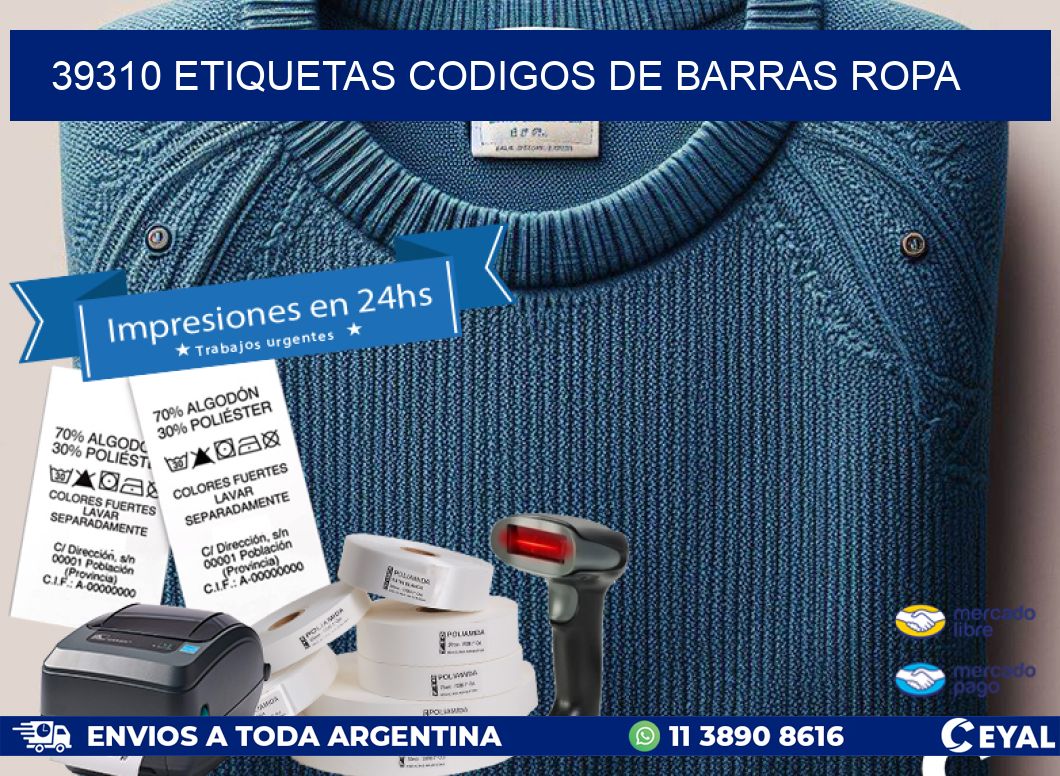 39310 ETIQUETAS CODIGOS DE BARRAS ROPA