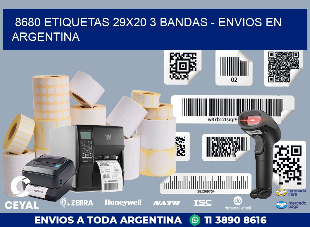 8680 ETIQUETAS 29X20 3 BANDAS - ENVIOS EN ARGENTINA