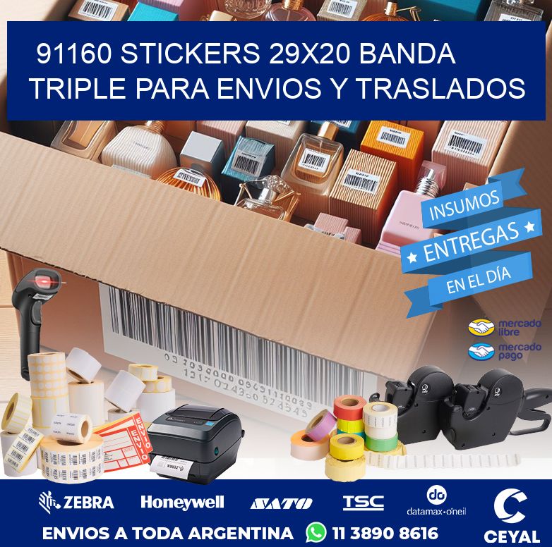 91160 STICKERS 29X20 BANDA TRIPLE PARA ENVIOS Y TRASLADOS