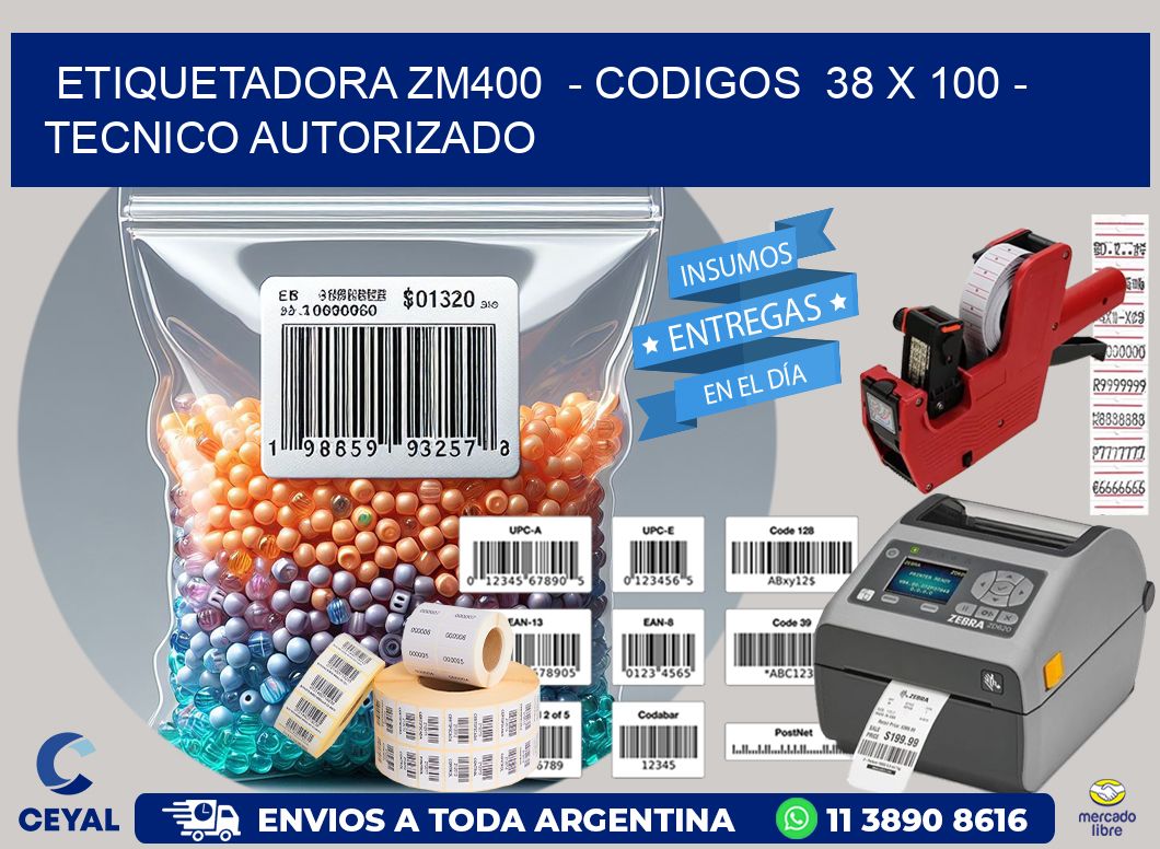 ETIQUETADORA ZM400  - CODIGOS  38 x 100 - TECNICO AUTORIZADO