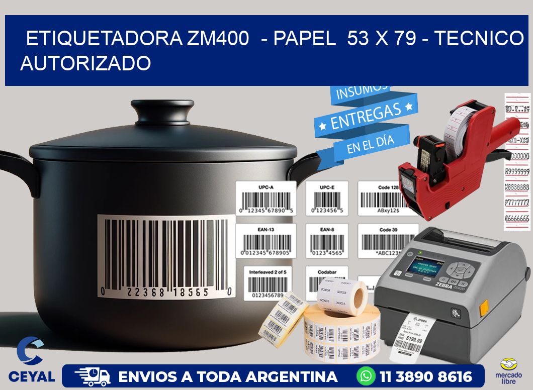 ETIQUETADORA ZM400  - PAPEL  53 x 79 - TECNICO AUTORIZADO