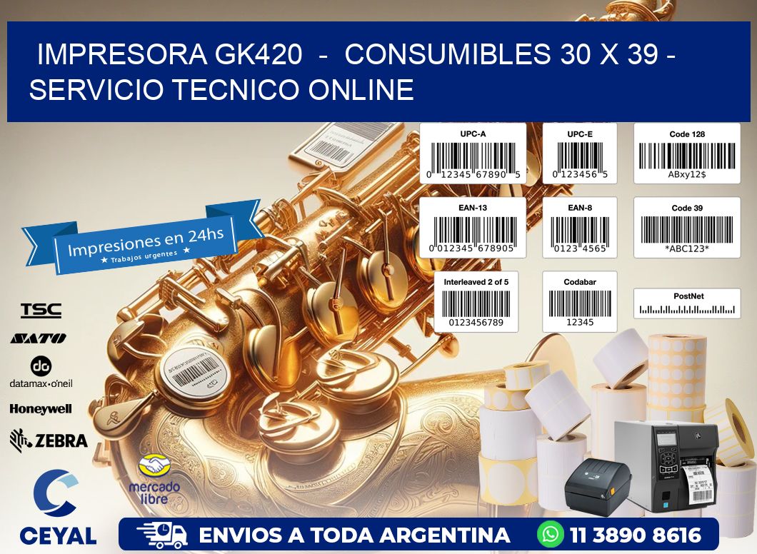 IMPRESORA GK420  -  CONSUMIBLES 30 x 39 - SERVICIO TECNICO ONLINE