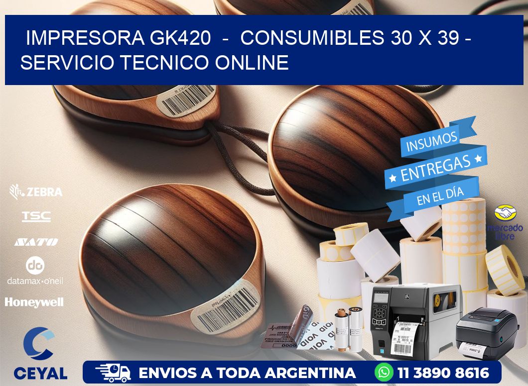IMPRESORA GK420  –  CONSUMIBLES 30 x 39 – SERVICIO TECNICO ONLINE