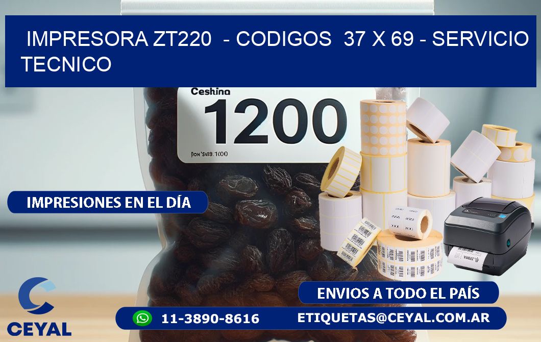 IMPRESORA ZT220  - CODIGOS  37 x 69 - SERVICIO TECNICO