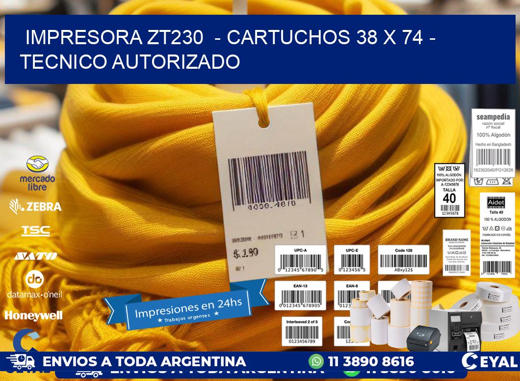 IMPRESORA ZT230  - CARTUCHOS 38 x 74 - TECNICO AUTORIZADO