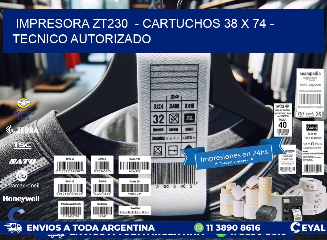 IMPRESORA ZT230  - CARTUCHOS 38 x 74 - TECNICO AUTORIZADO