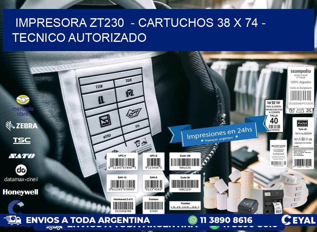 IMPRESORA ZT230  - CARTUCHOS 38 x 74 - TECNICO AUTORIZADO