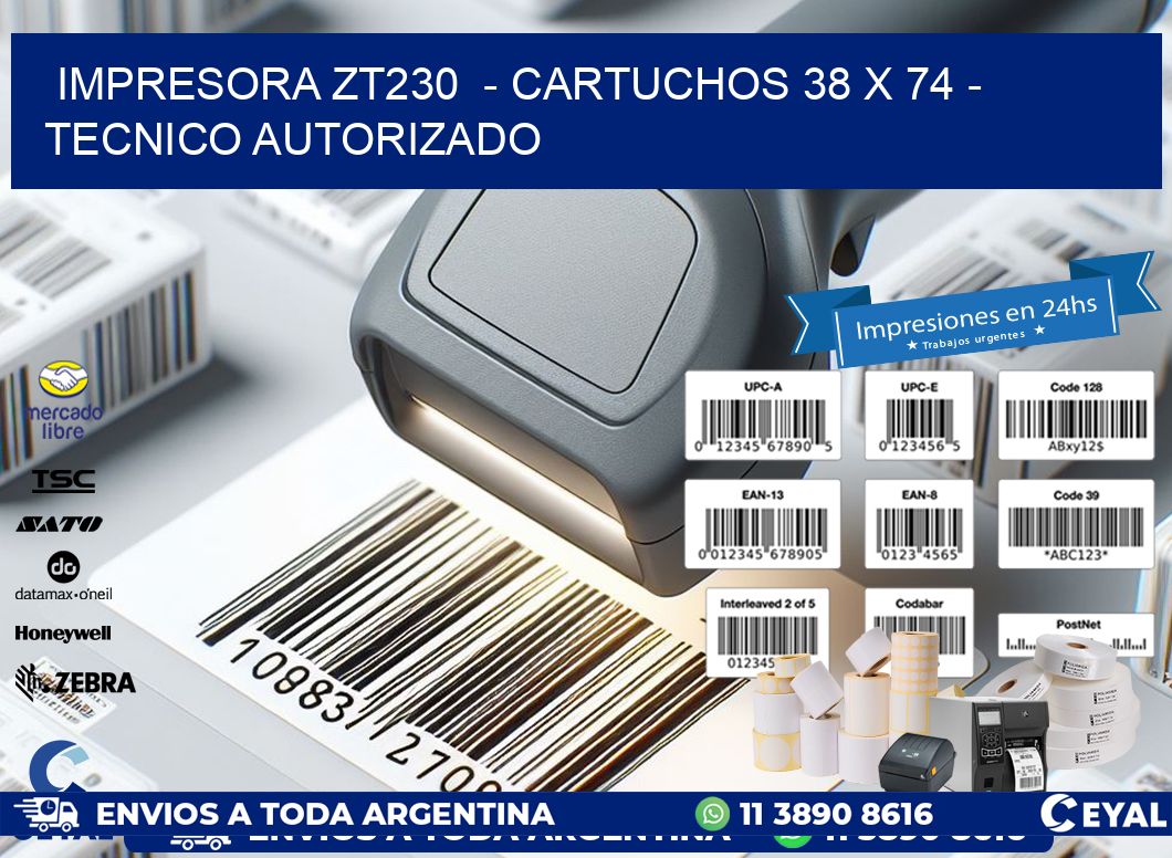 IMPRESORA ZT230  - CARTUCHOS 38 x 74 - TECNICO AUTORIZADO