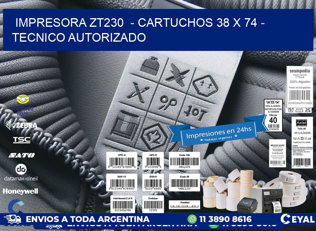 IMPRESORA ZT230  - CARTUCHOS 38 x 74 - TECNICO AUTORIZADO