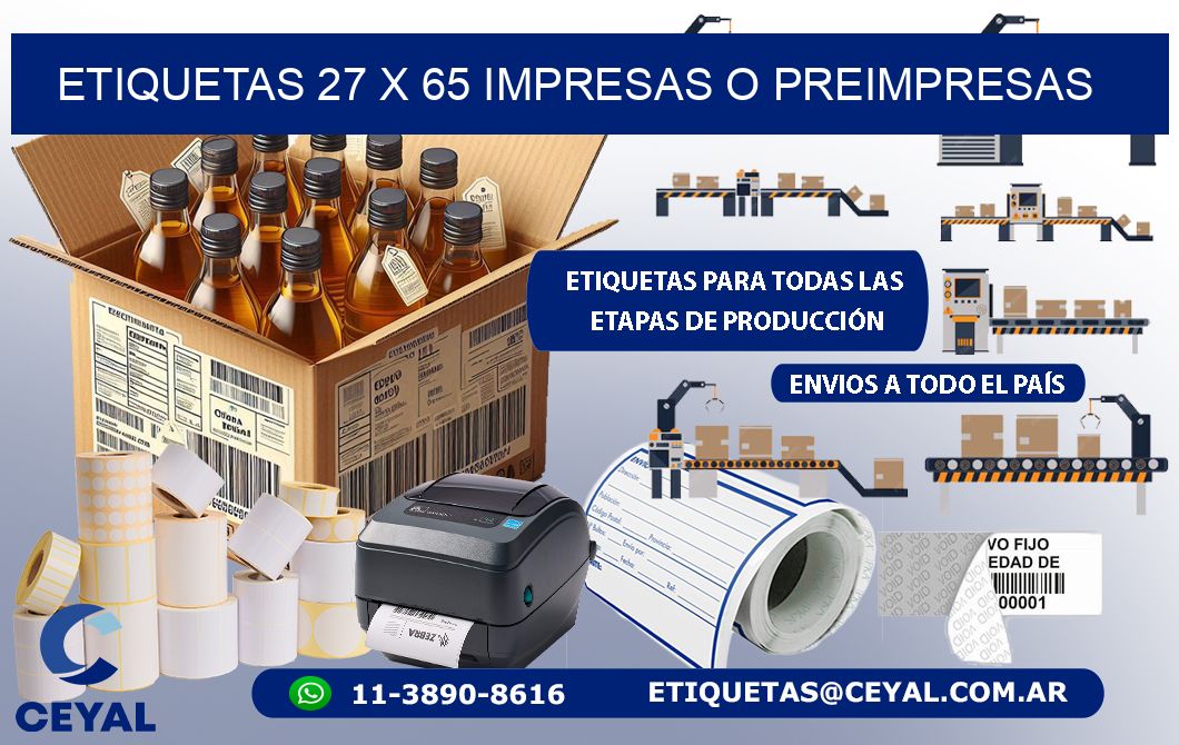 ETIQUETAS 27 x 65 IMPRESAS O PREIMPRESAS