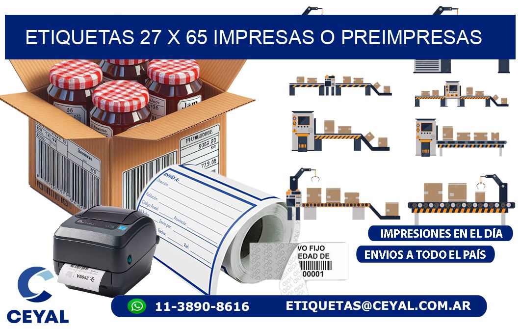 ETIQUETAS 27 x 65 IMPRESAS O PREIMPRESAS