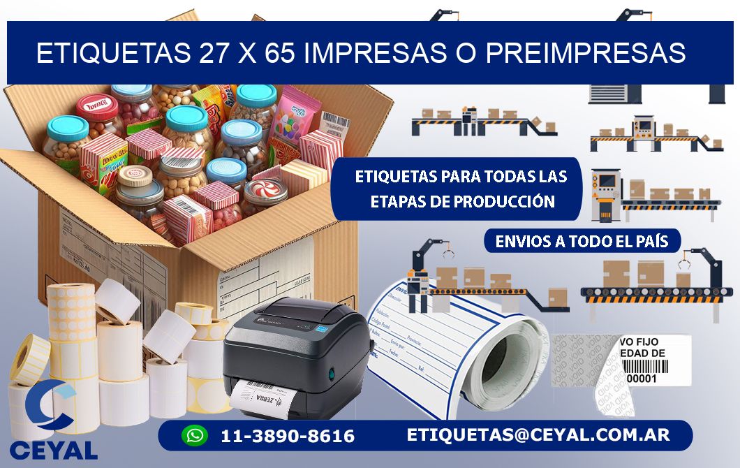 ETIQUETAS 27 x 65 IMPRESAS O PREIMPRESAS