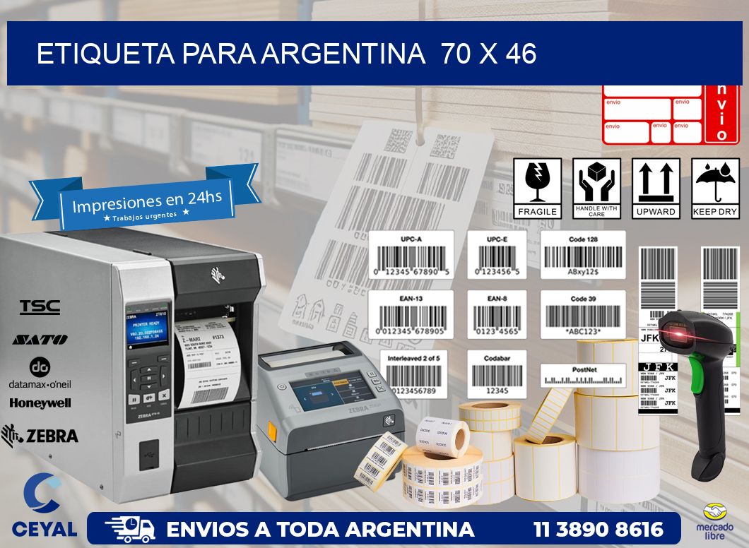 etiqueta para Argentina  70 x 46
