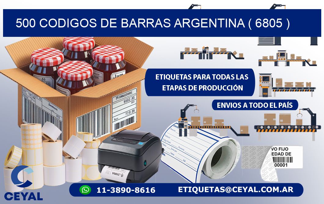 500 codigos de barras argentina ( 6805 )