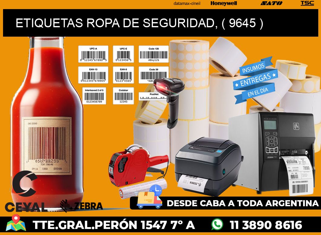 ETIQUETAS ROPA DE SEGURIDAD, ( 9645 )