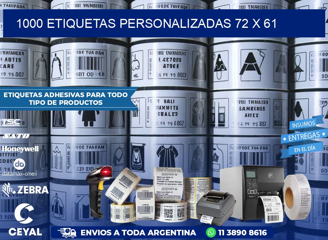 1000 ETIQUETAS PERSONALIZADAS 72 x 61