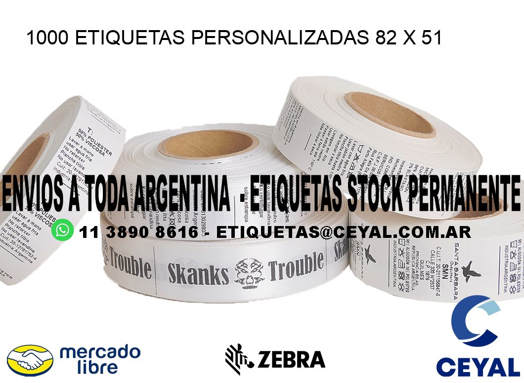 1000 ETIQUETAS PERSONALIZADAS 82 x 51