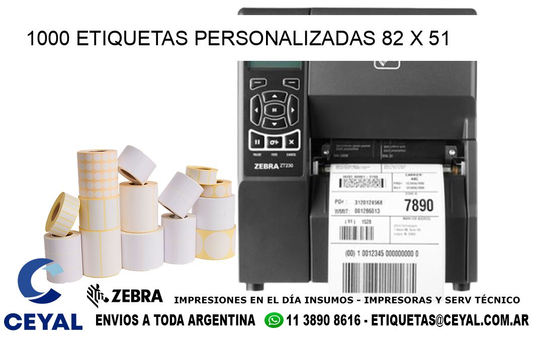 1000 ETIQUETAS PERSONALIZADAS 82 x 51