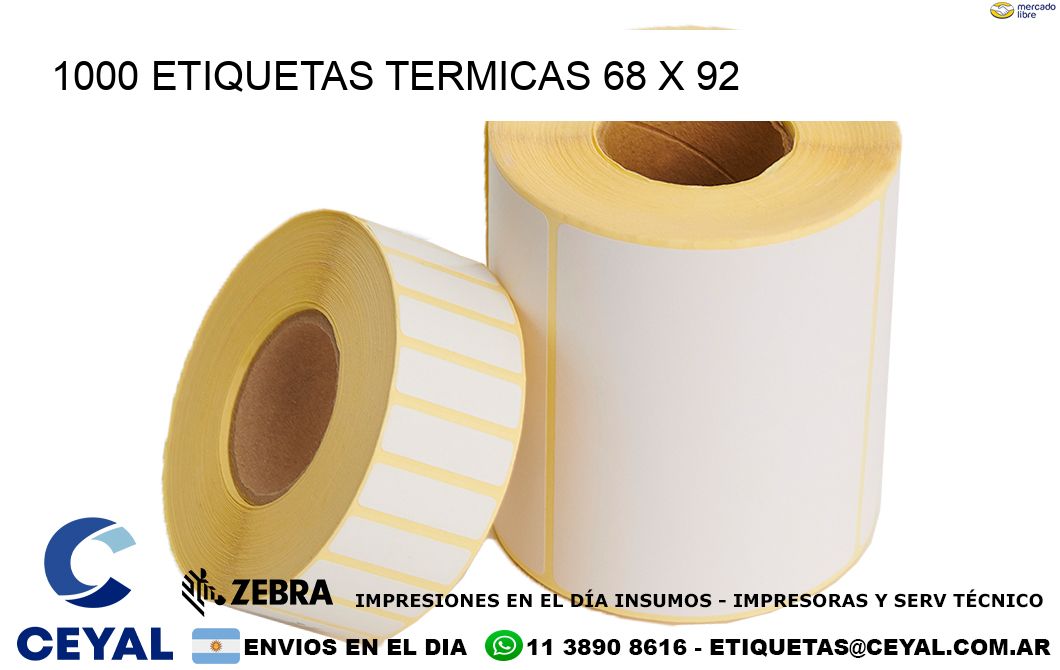 1000 ETIQUETAS TERMICAS 68 x 92