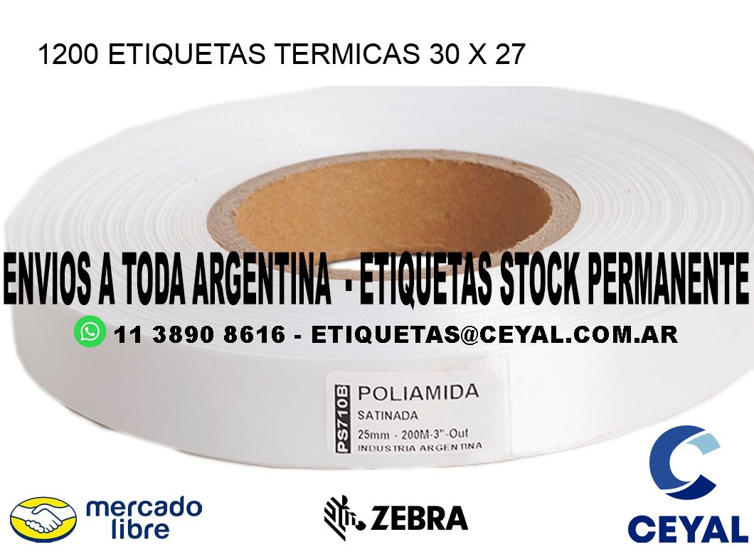 1200 ETIQUETAS TERMICAS 30 x 27