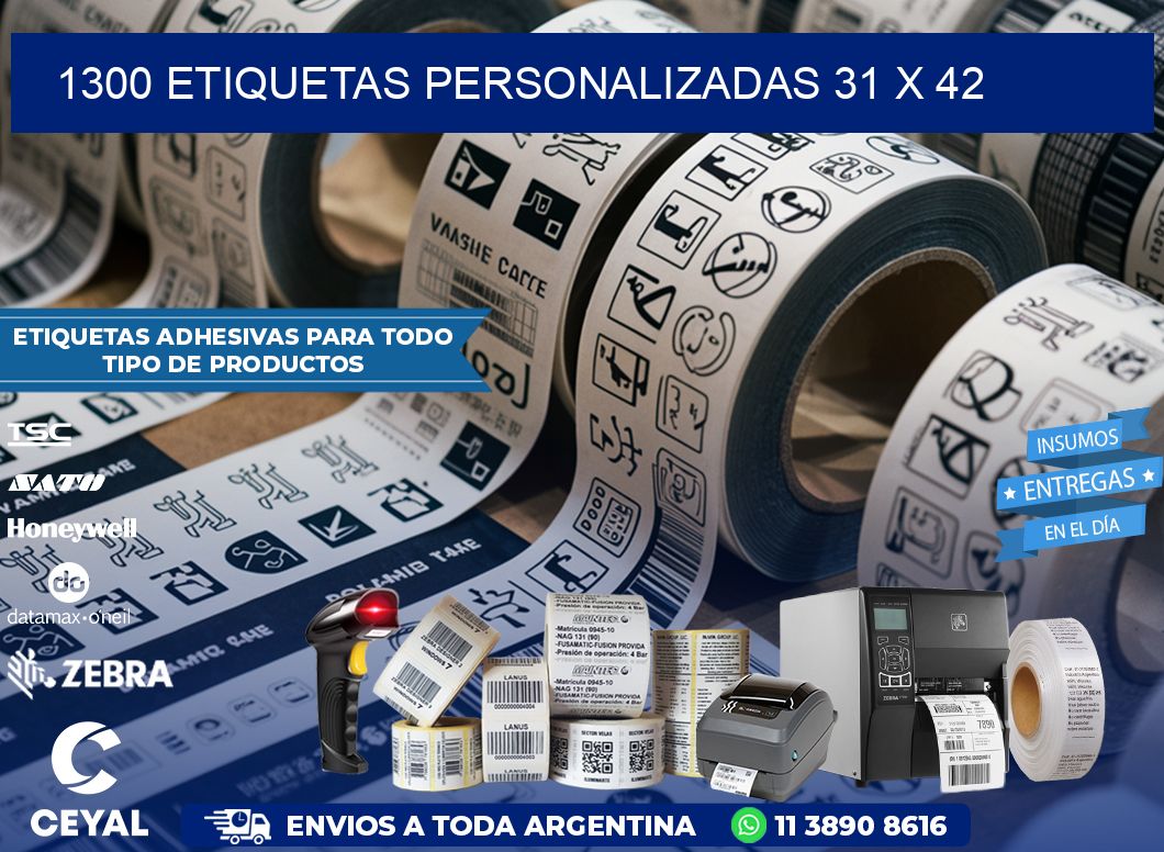 1300 ETIQUETAS PERSONALIZADAS 31 x 42