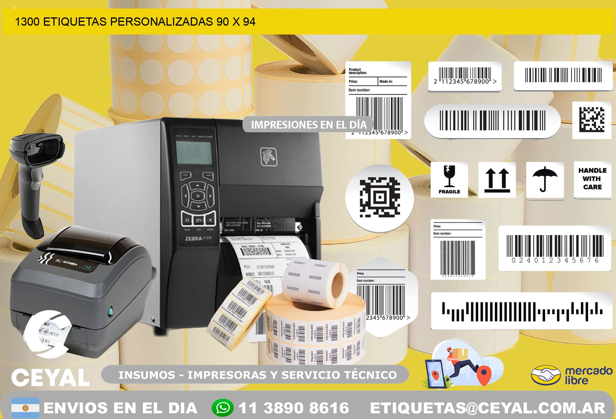 1300 ETIQUETAS PERSONALIZADAS 90 x 94