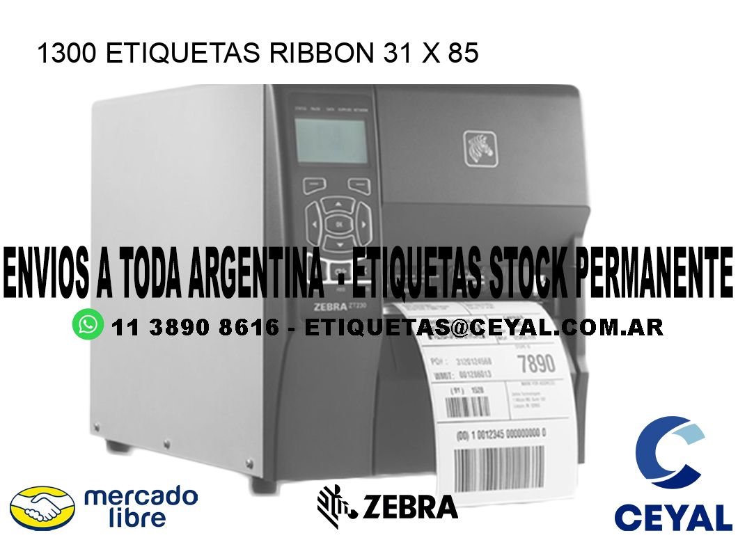 1300 ETIQUETAS RIBBON 31 x 85