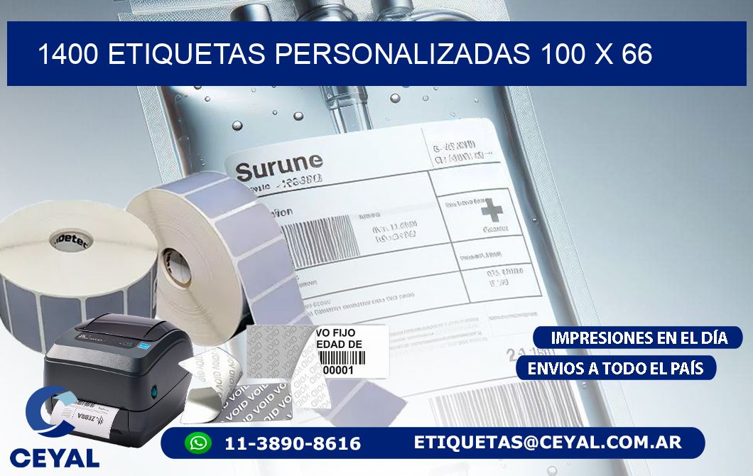 1400 ETIQUETAS PERSONALIZADAS 100 x 66