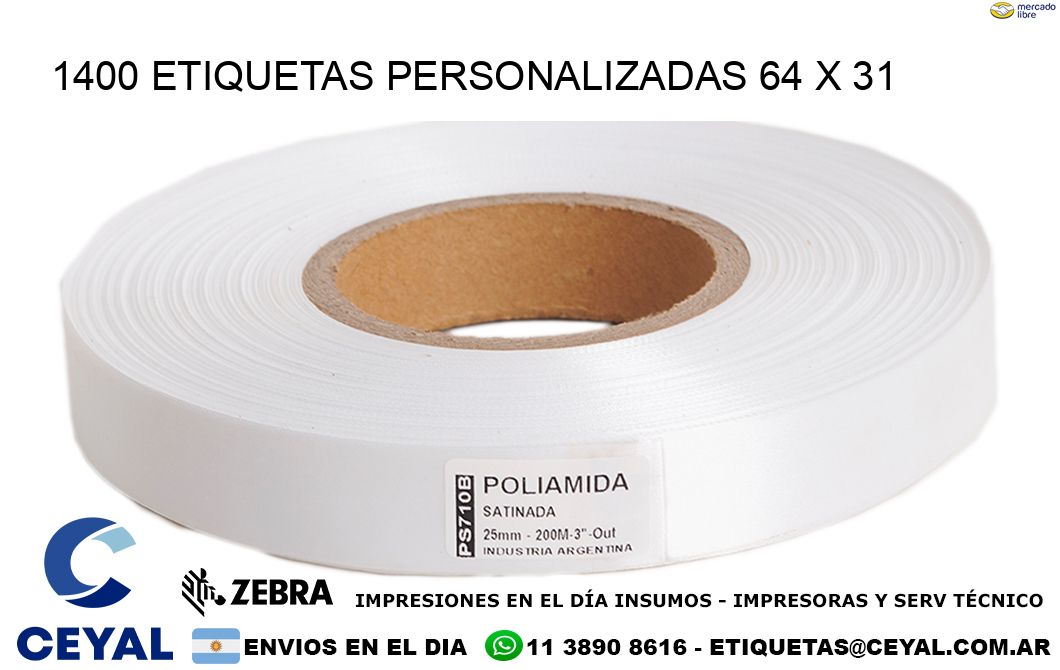 1400 ETIQUETAS PERSONALIZADAS 64 x 31