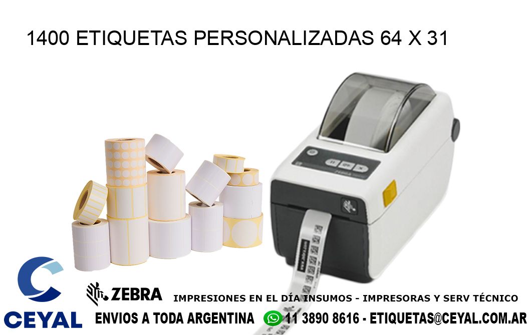 1400 ETIQUETAS PERSONALIZADAS 64 x 31