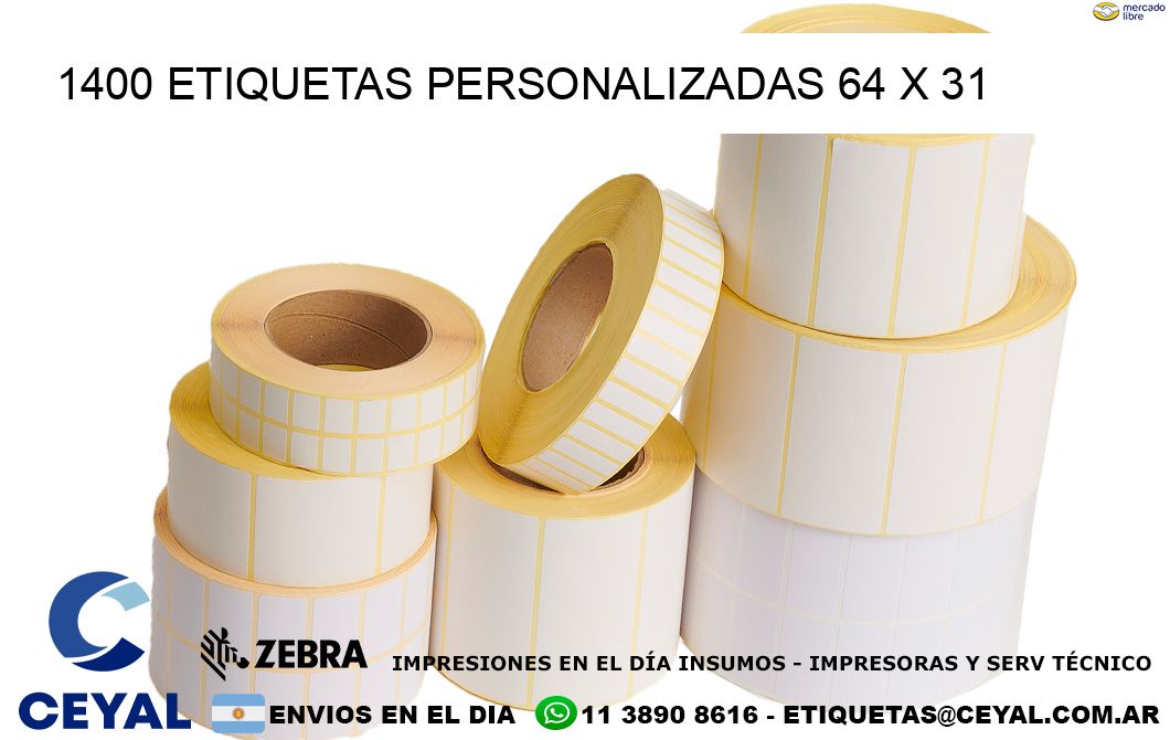 1400 ETIQUETAS PERSONALIZADAS 64 x 31