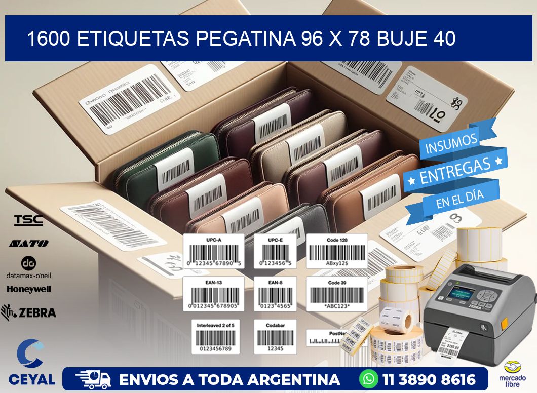 1600 ETIQUETAS PEGATINA 96 x 78 buje 40