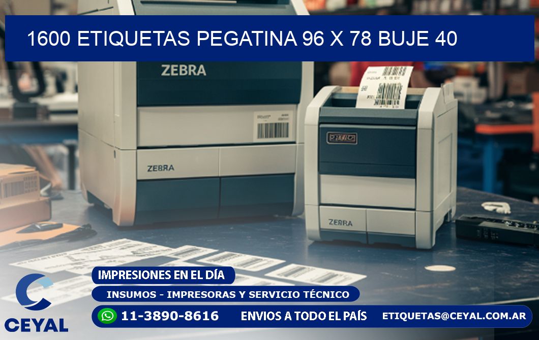 1600 ETIQUETAS PEGATINA 96 x 78 buje 40