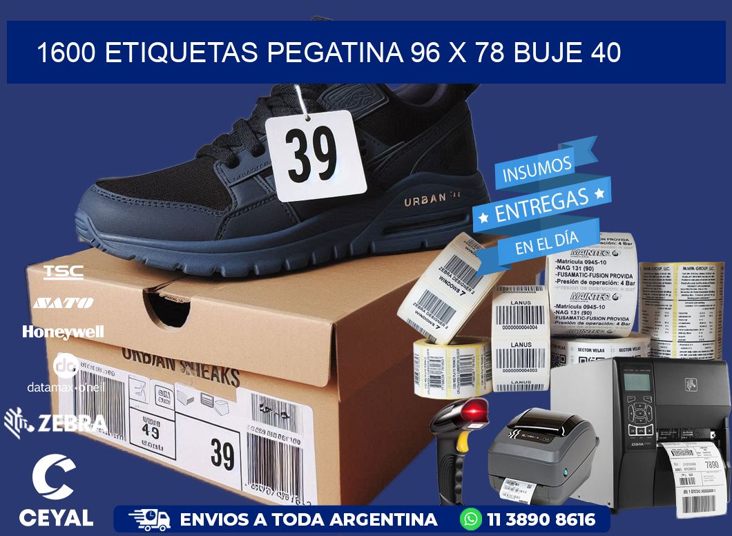 1600 ETIQUETAS PEGATINA 96 x 78 buje 40