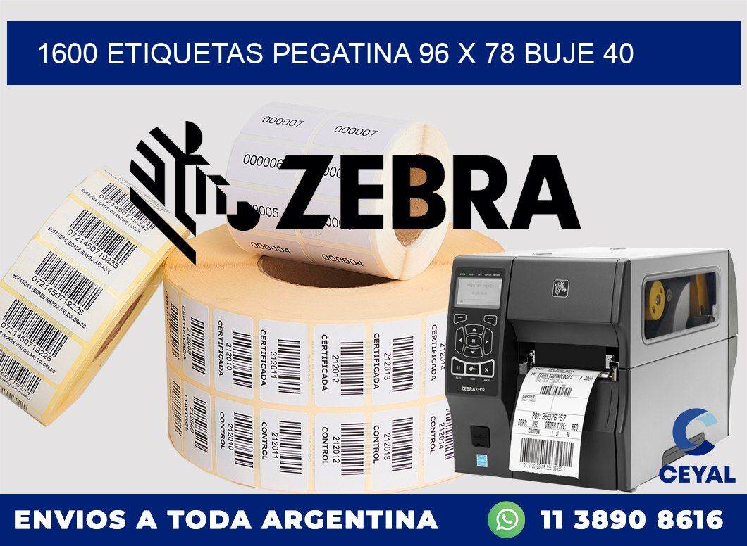 1600 ETIQUETAS PEGATINA 96 x 78 buje 40