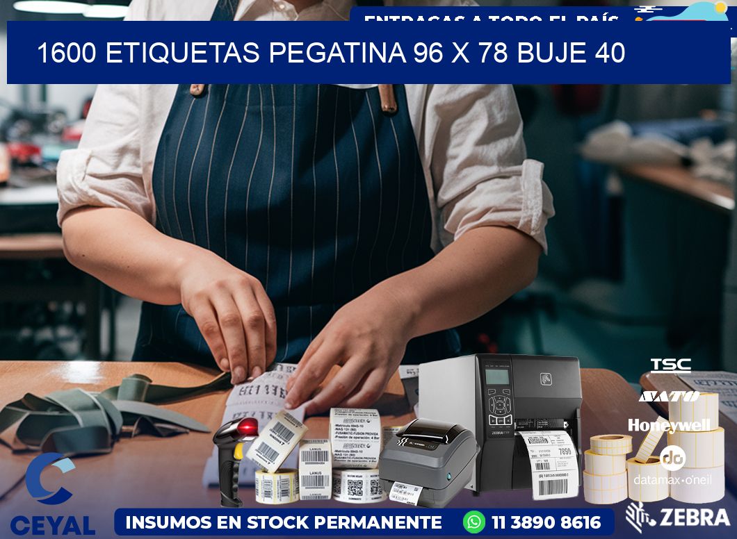 1600 ETIQUETAS PEGATINA 96 x 78 buje 40