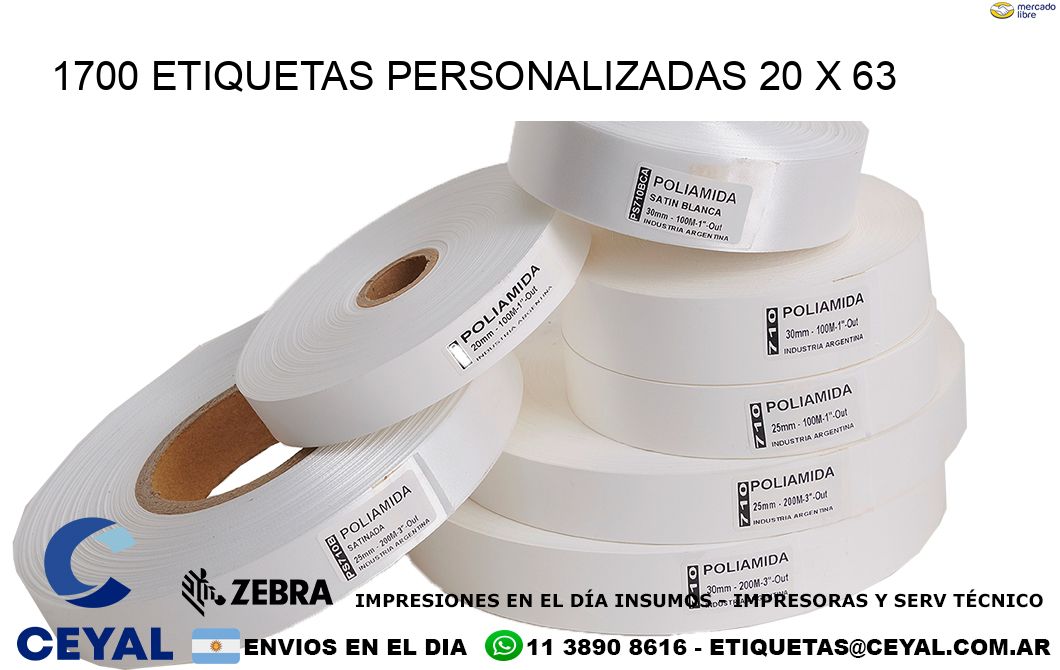 1700 ETIQUETAS PERSONALIZADAS 20 x 63