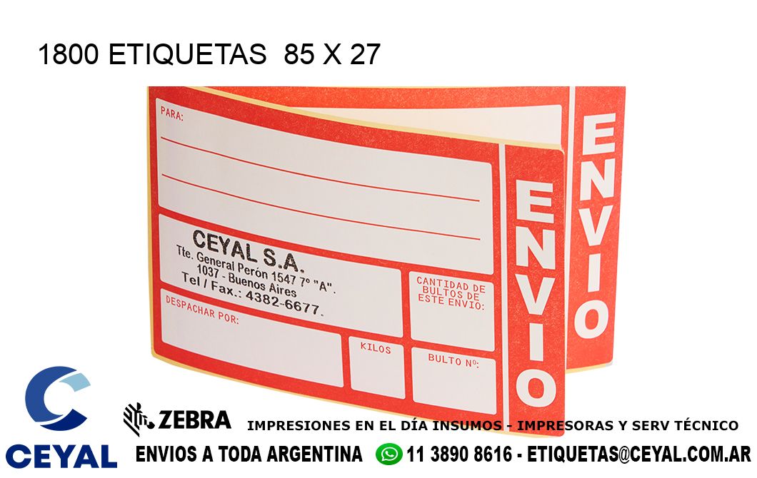 1800 ETIQUETAS  85 x 27