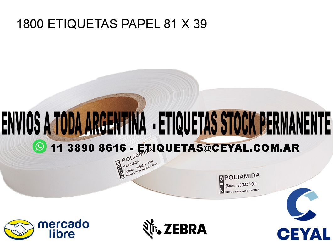 1800 ETIQUETAS PAPEL 81 x 39