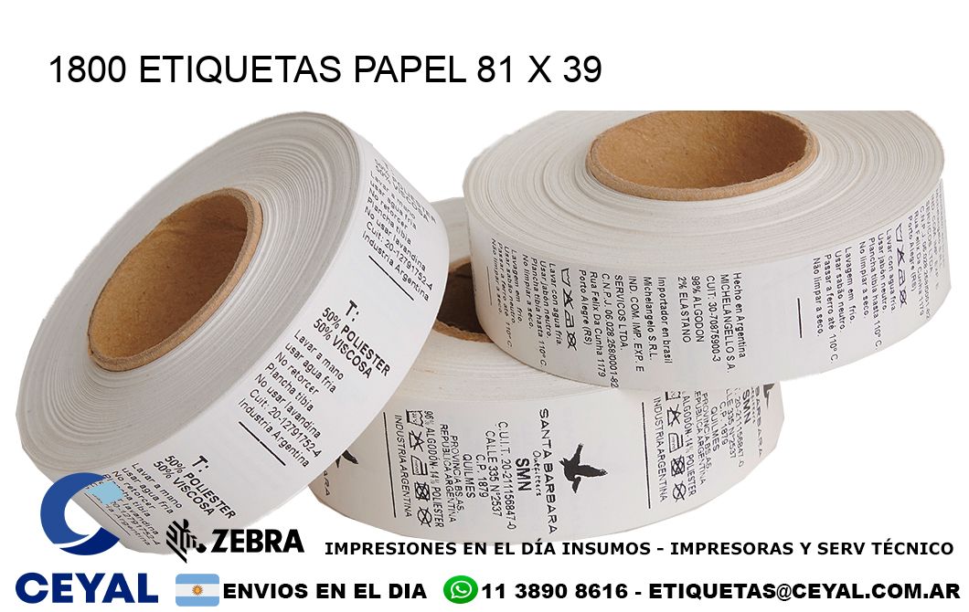 1800 ETIQUETAS PAPEL 81 x 39