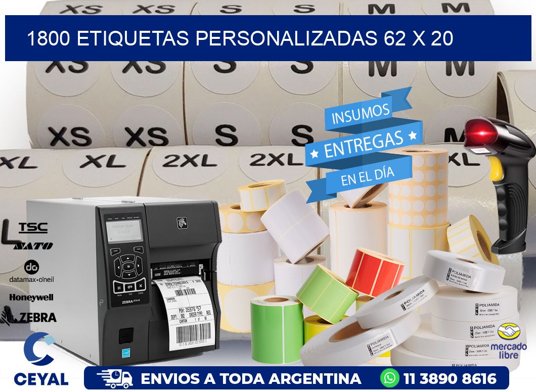 1800 ETIQUETAS PERSONALIZADAS 62 x 20