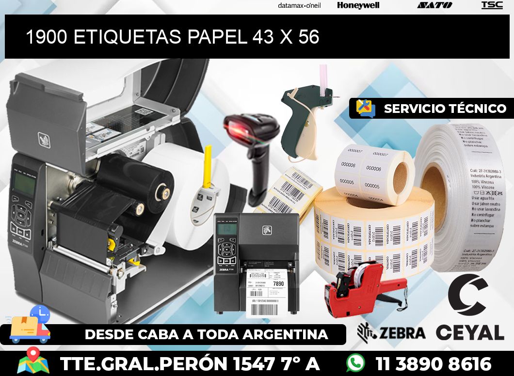 1900 ETIQUETAS PAPEL 43 x 56